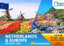 Netherlands &amp; Europe Sim Card 7GB Data Lycamobile