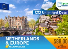 Netherlands &amp; Europe Sim Card Unlimited Data Lycamobile