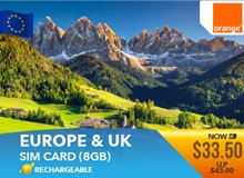 Europe Sim Card 8GB - Orange