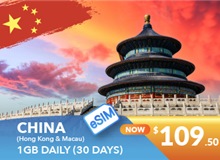 China, Hong Kong And Macau 30 Days E-sim Unlimited Data 1GB High Speed