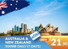 Australia And New Zealand 7 Days E-sim Unlimited Data 500MB High Speed