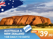 Australia And New Zealand 10 Days E-sim Unlimited Data 1GB High Speed