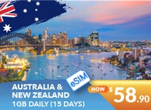 Australia And New Zealand 15 Days E-sim Unlimited Data 1GB High Speed