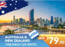 Australia And New Zealand 20 Days E-sim Unlimited Data 1GB High Speed