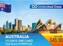 Australia 15 Days Unlimited Data Sim Card 500MB High Speed Daily