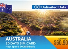 Australia 20 Days Unlimited Data Sim Card 500MB High Speed Daily
