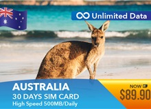 Australia 30 Days Unlimited Data Sim Card 500MB High Speed Daily