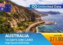 Australia 10 Days Unlimited Data Sim Card 2GB High Speed Daily