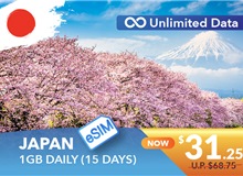 JAPAN 15 DAYS E-SIM UNLIMITED DATA 1GB HIGH SPEED DAILY