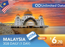 MALAYSIA 1 DAY E-SIM UNLIMITED DATA 3GB HIGH SPEED DAILY