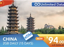 CHINA 15 DAYS E-SIM UNLIMITED DATA 2GB HIGH SPEED DAILY