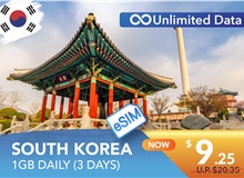 SOUTH KOREA 3 DAYS E-SIM UNLIMITED DATA 1GB HIGH SPEED DAILY