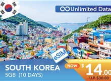 SOUTH KOREA 10 DAYS E-SIM 5GB HIGH SPEED