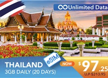 THAILAND 20 DAYS E-SIM UNLIMITED DATA 3GB HIGH SPEED DAILY