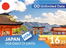 JAPAN 3 DAYS E-SIM UNLIMITED DATA 3GB HIGH SPEED DAILY