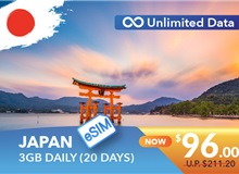 JAPAN 20 DAYS E-SIM UNLIMITED DATA 3GB HIGH SPEED DAILY