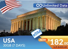 USA 7 DAYS E-SIM UNLIMITED DATA 30GB HIGH SPEED