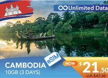 CAMBODIA 3 DAYS E-SIM UNLIMITED DATA 10GB HIGH SPEED