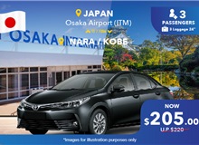 Japan Osaka Airport (ITM) - Nara/ Kobe, One Way Transfer Non-peak (5 Seater)