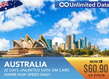 Australia 20 Days Unlimited Data Sim Card 500MB High Speed Daily