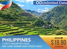 Philippines 3 Days Unlimited Data Sim Card 500MB High Speed Daily