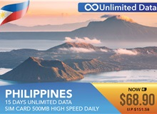 Philippines 15 Days Unlimited Data Sim Card 500MB High Speed Daily