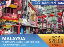 Malaysia 15 Days Unlimited Data Sim Card 1GB High Speed Daily