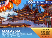 Malaysia 3 Days Unlimited Data Sim Card 1GB High Speed Daily