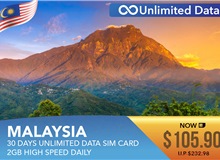 Malaysia 30 Days Unlimited Data Sim Card 2GB High Speed Daily