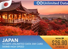 Japan 10 Days Unlimited Data Sim Card 500MB High Speed