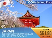 Japan 15 Days Unlimited Data Sim Card 1GB High Speed Data Daily