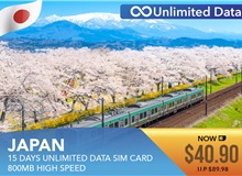 Japan 15 Days Unlimited Data Sim Card 800MB High Speed