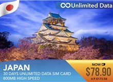 Japan 30 Days Unlimited Data Sim Card 800MB High Speed