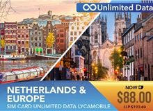 Netherlands &amp; Europe Sim Card Unlimited Data Lycamobile