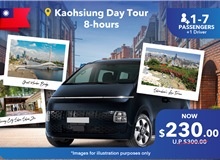 Taiwan - Kaohsiung 8 Hours Private Car Charter Non Peak (8 Seater)
