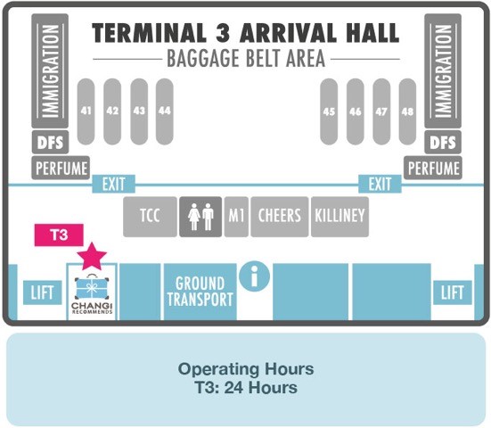 Changi Recommends Booth at Terminal 3 Arrival Hall